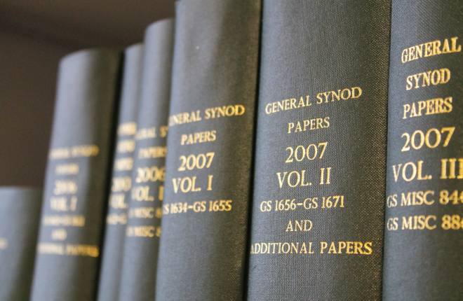 Shelf of bound books, General Synod papers 2007