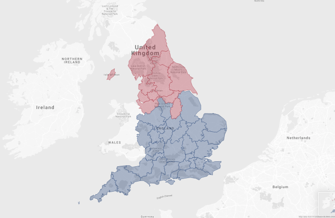 A map of all the dioceses in England.
